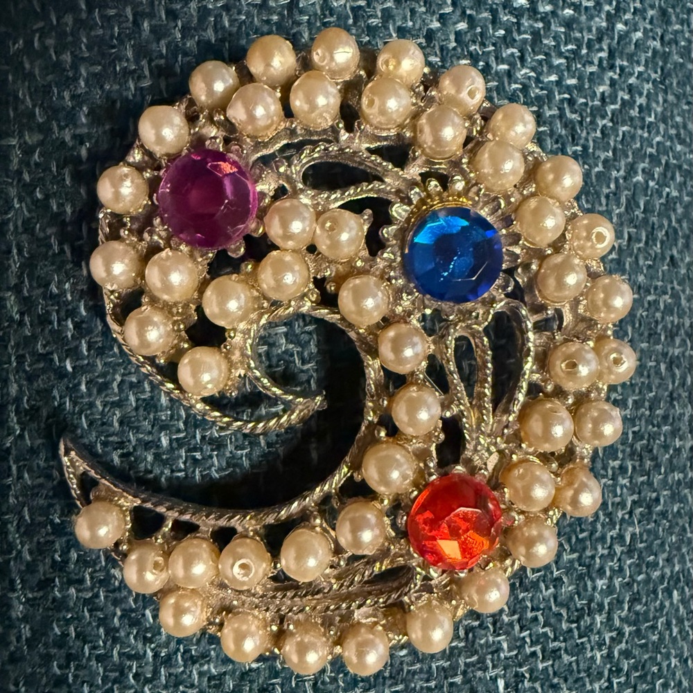 Vintage Multicolor Crystal Brooch
